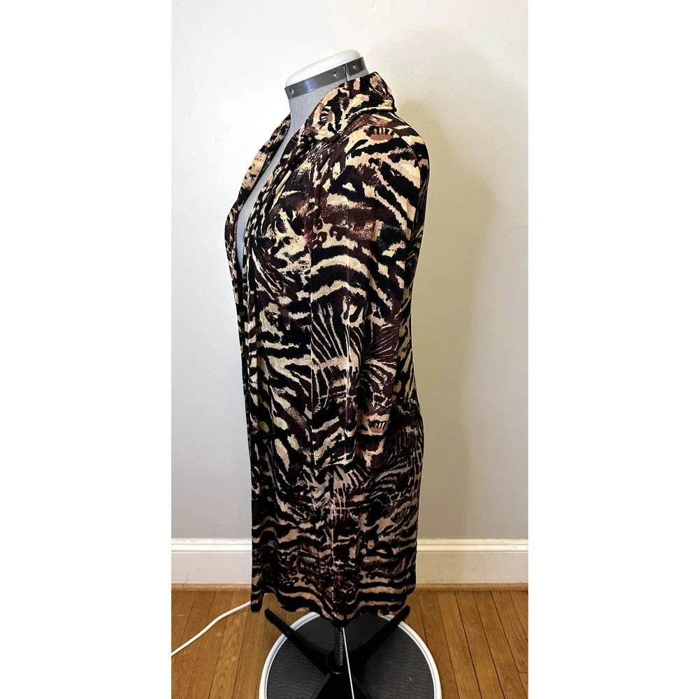 Chico's Traveler Liquid Knit Animal Print Slinky Button Up Duster/Dress, Sz M/8 - Picture 5 of 16